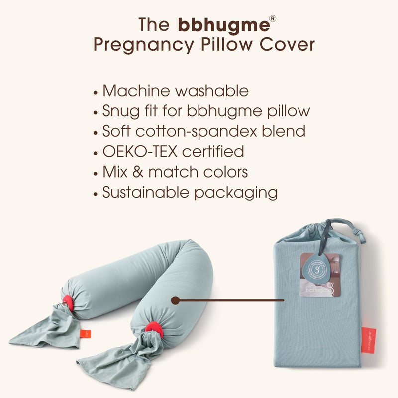 bbhugme Pregnancy Pillow Cover - Cotton Jersey Fabric - Fits bbhugme Pregnancy Pillow for Side Sleeping - Cover Only, Pregnancy Pillow Sold Separately, Eucalyptus - Image 3